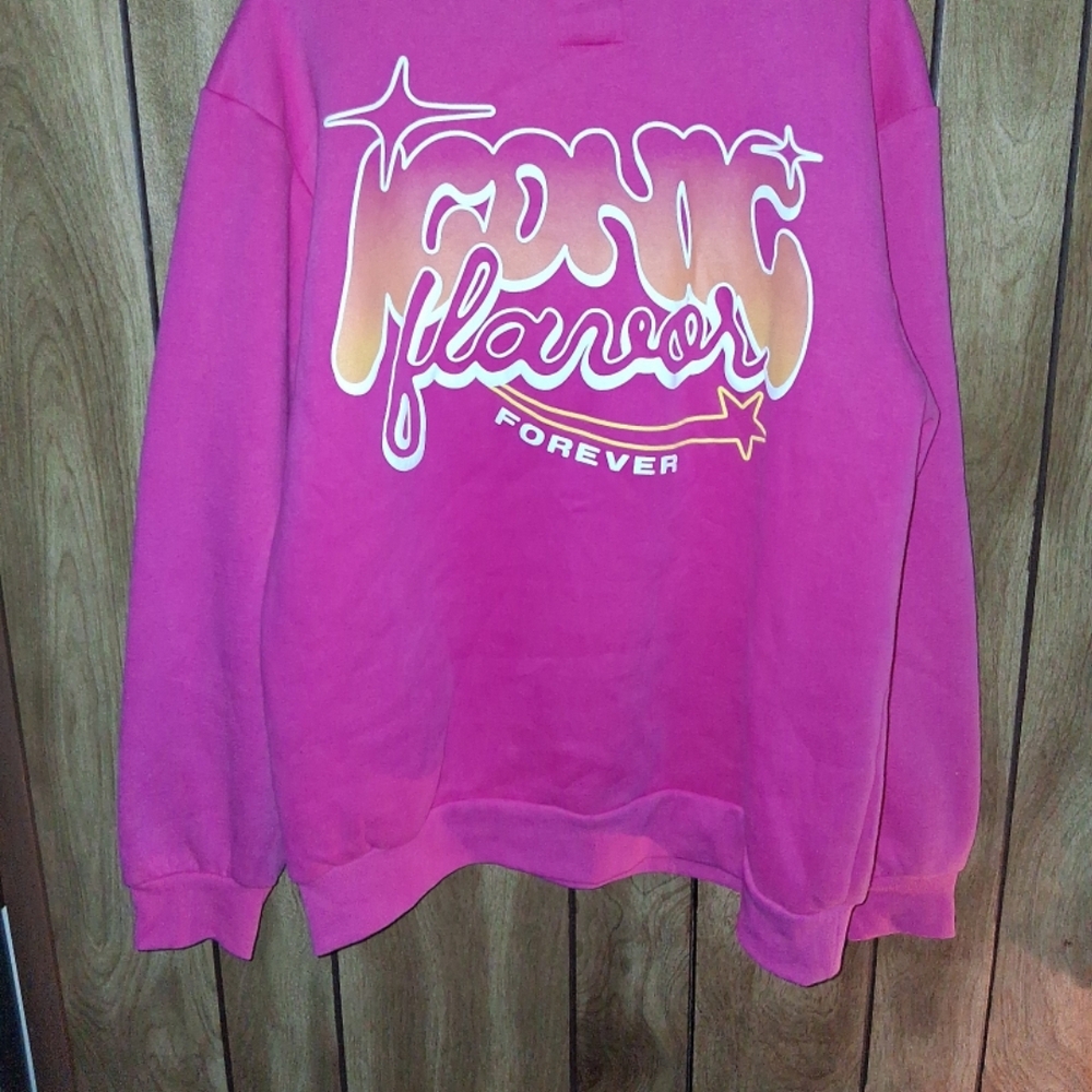 Vibrant Pink Crewneck Sweater with Graphic Design